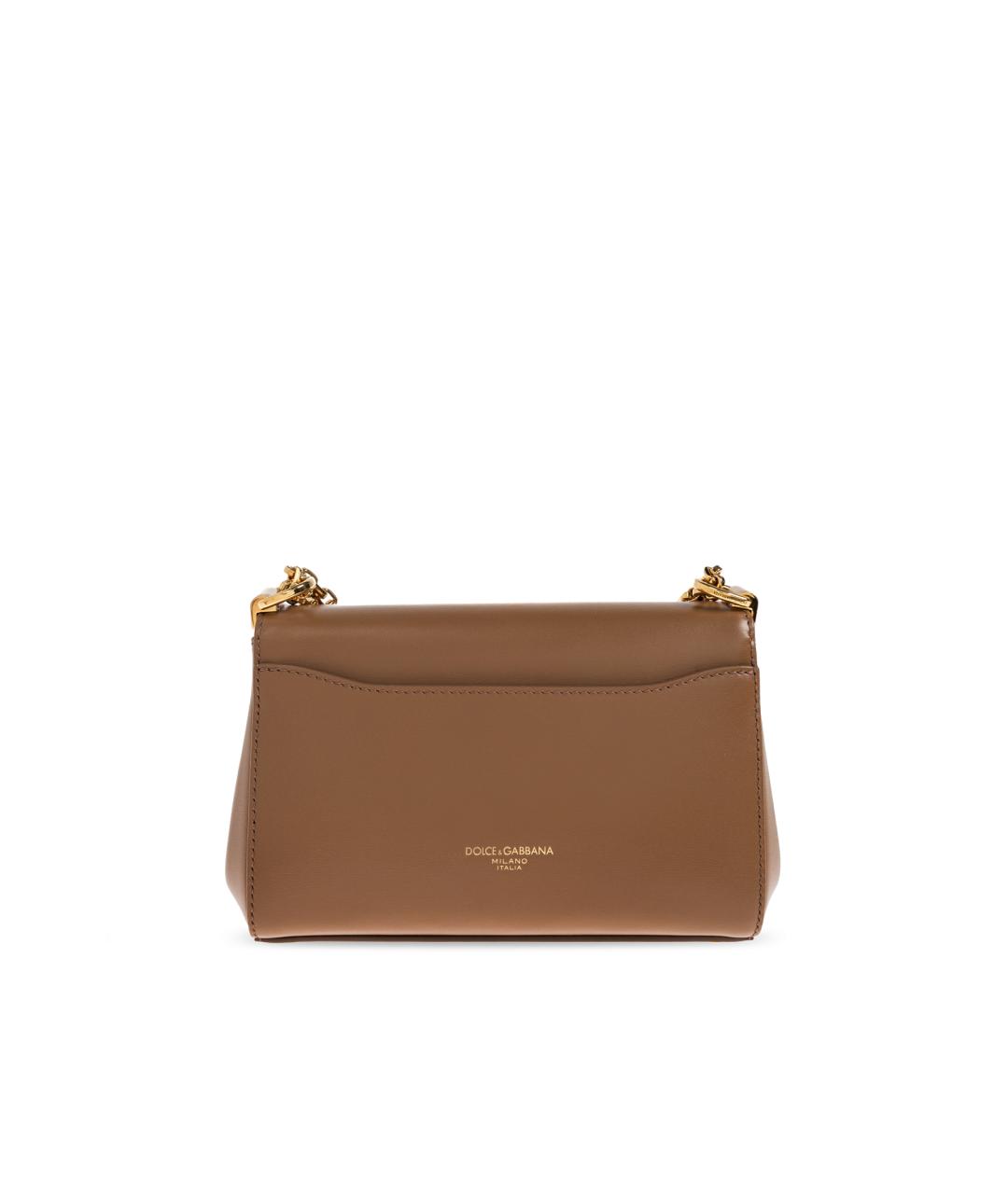 DOLCE&GABBANA Бежевая кожаная сумка через плечо, фото 3