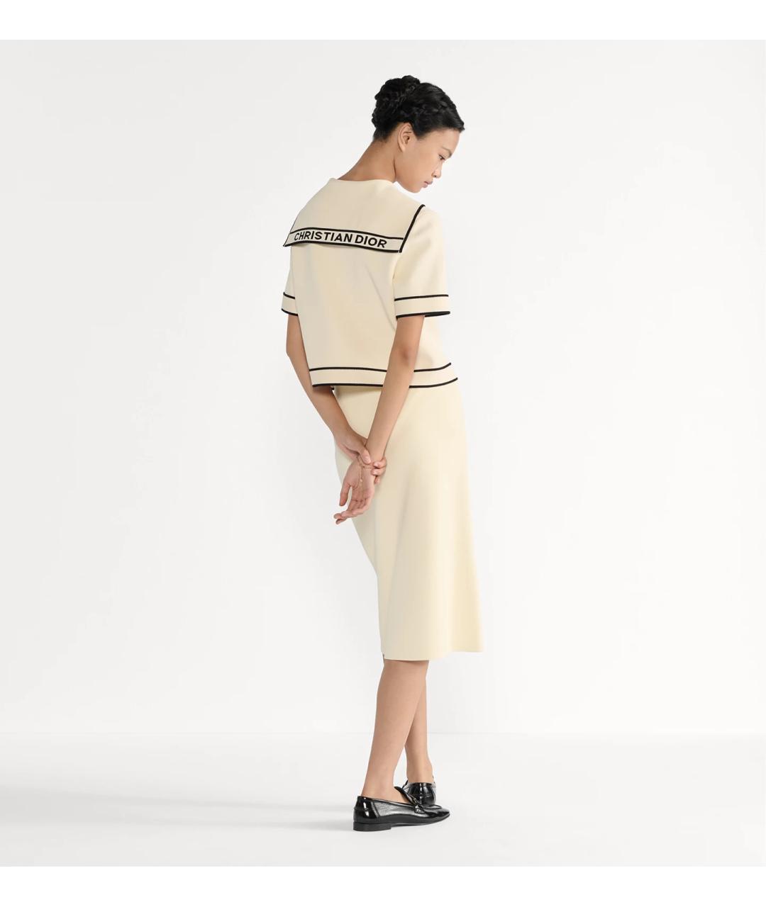 CHRISTIAN DIOR Белая вискозная юбка миди, фото 3