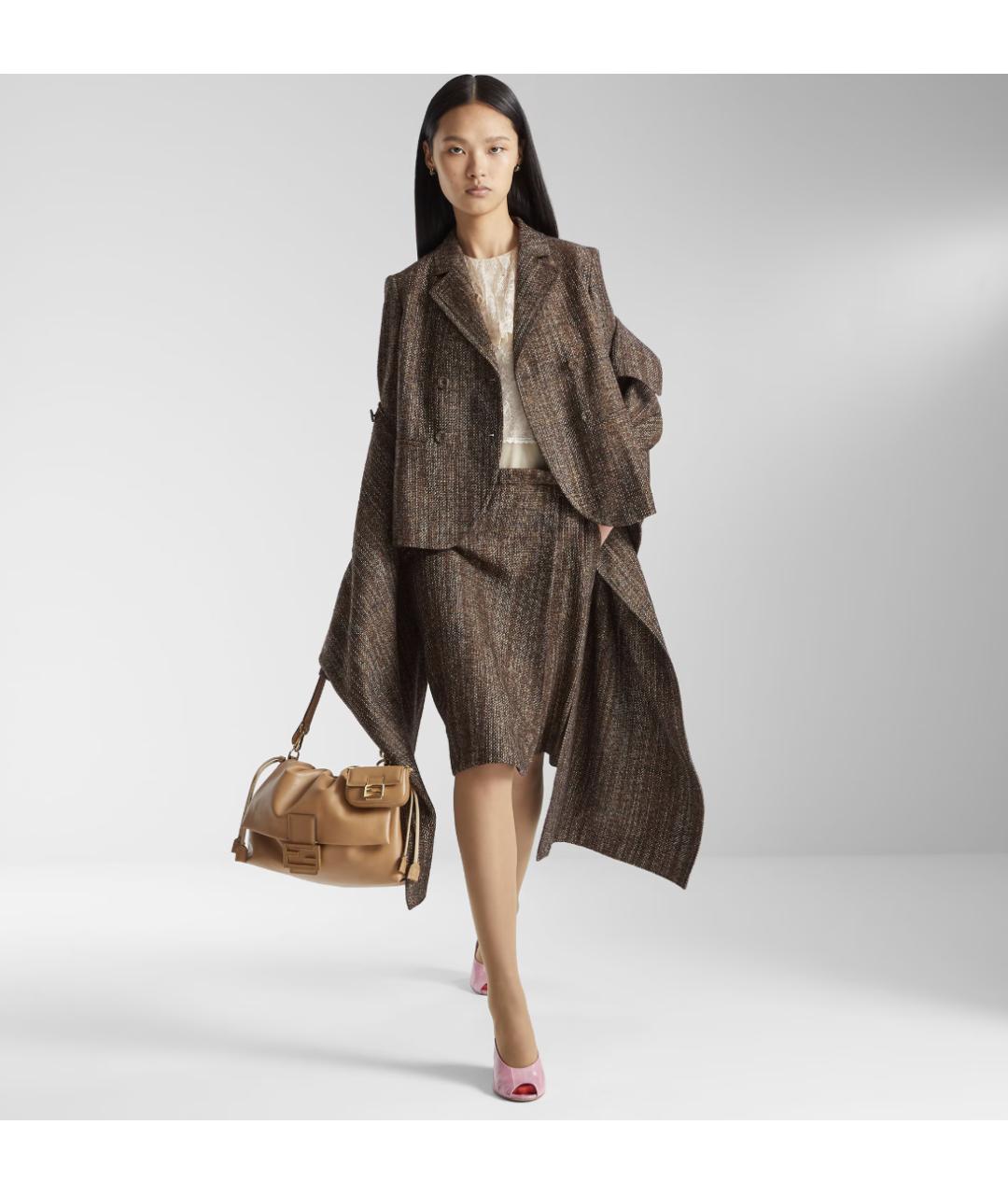 FENDI Коричневая кожаная сумка через плечо, фото 6