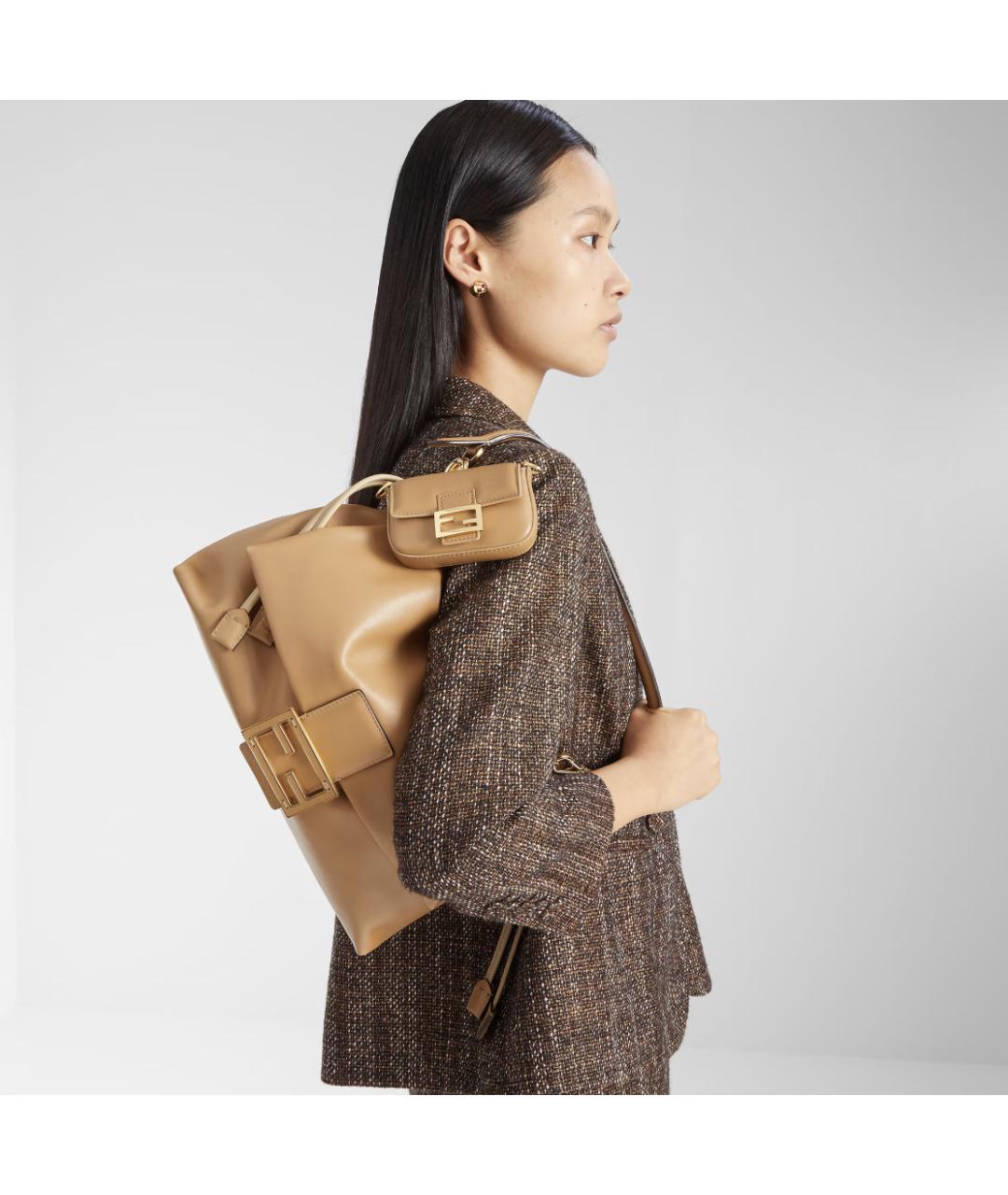 FENDI Коричневая кожаная сумка через плечо, фото 3