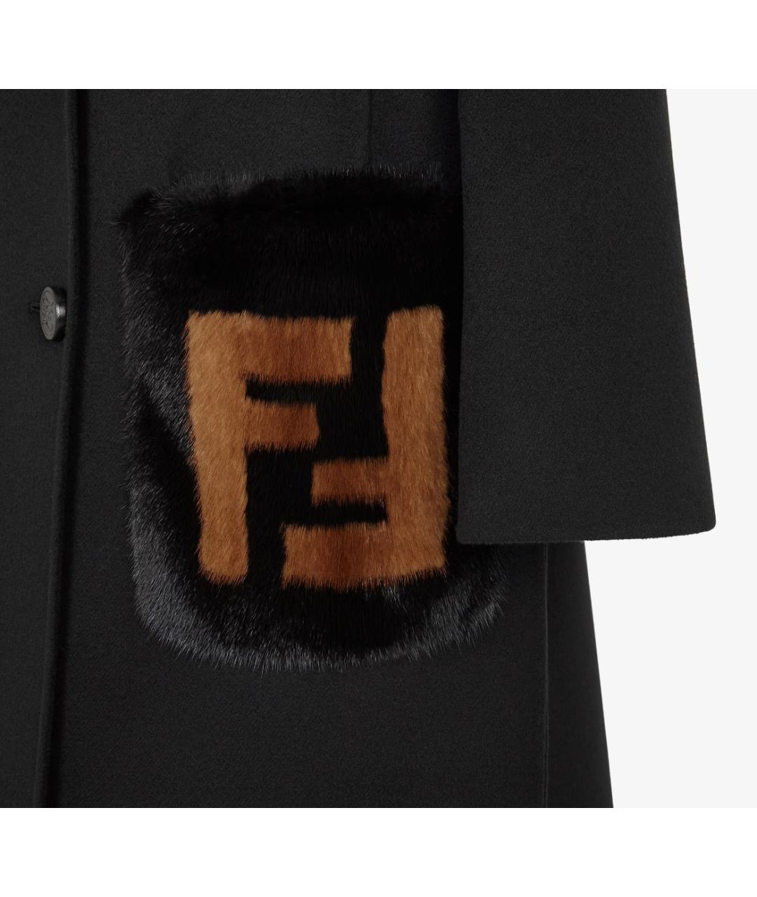 FENDI Черное шерстяное пальто, фото 3