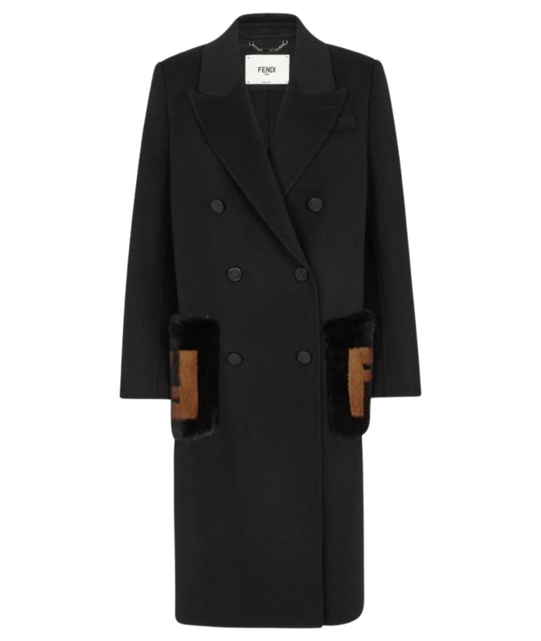 FENDI Черное шерстяное пальто, фото 1
