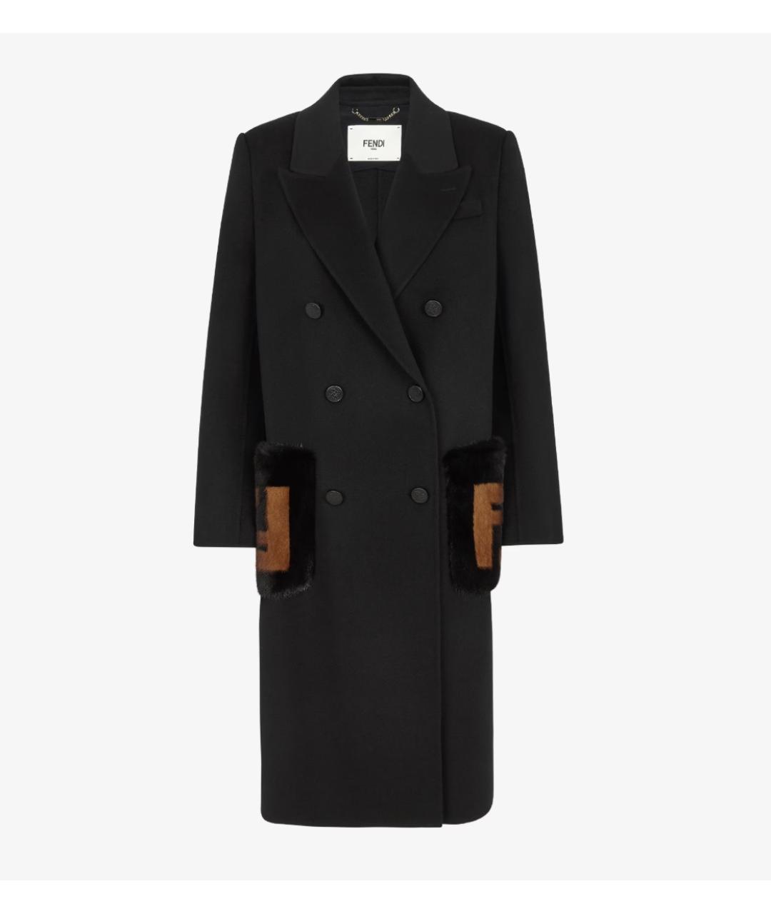 FENDI Черное шерстяное пальто, фото 4