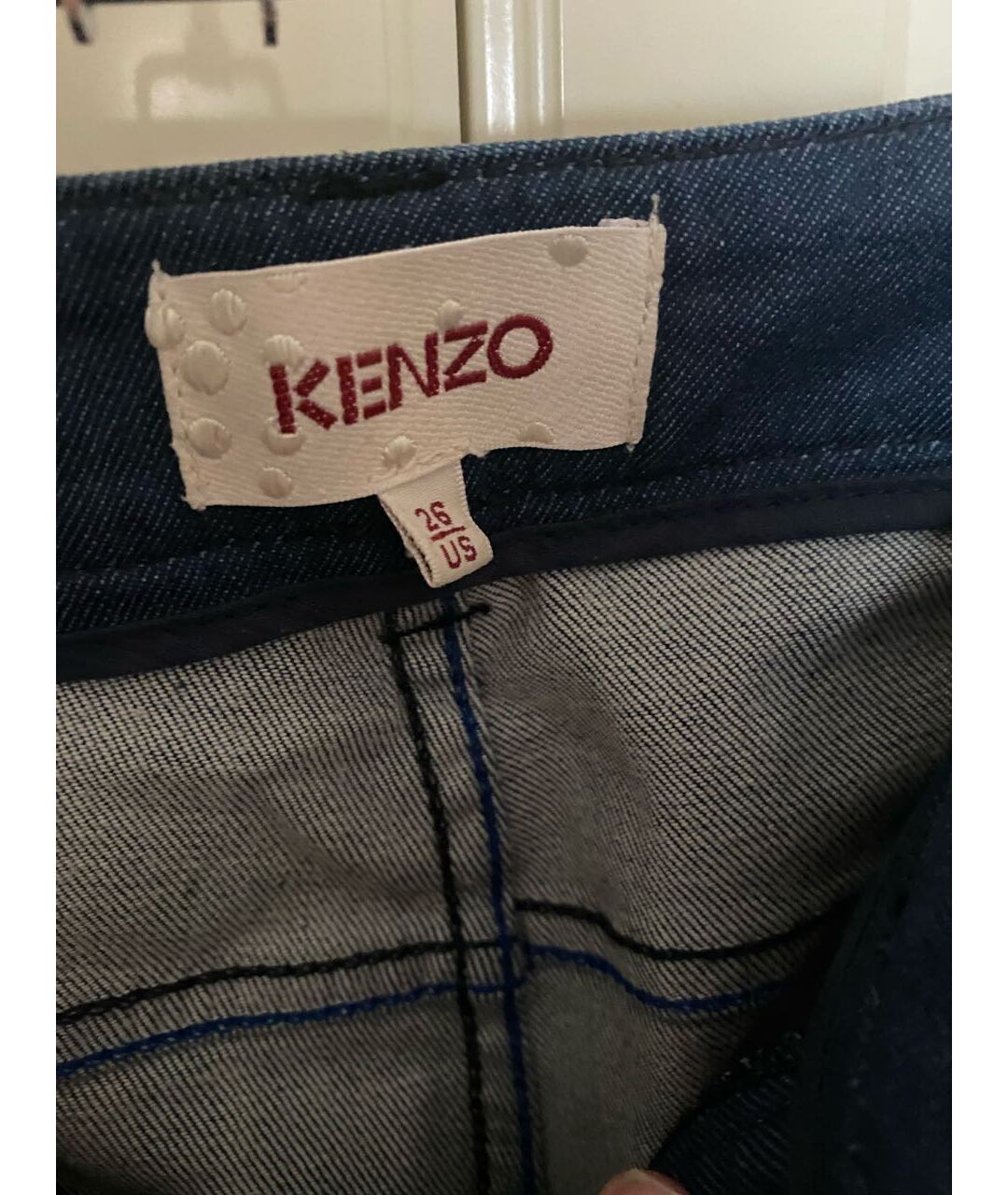 KENZO Темно-синие хлопко-эластановые прямые джинсы, фото 5
