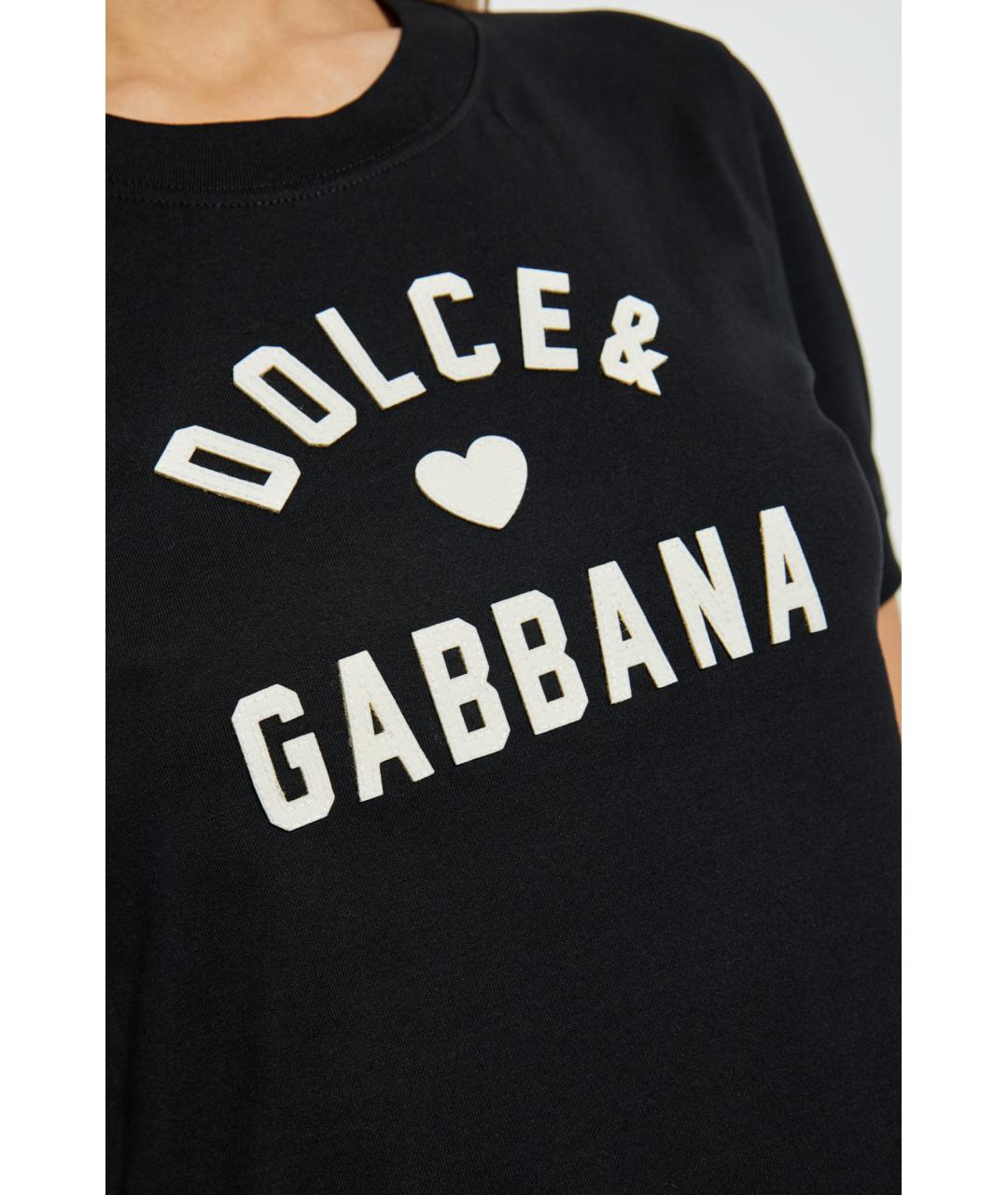 DOLCE&GABBANA Черная хлопковая футболка, фото 4
