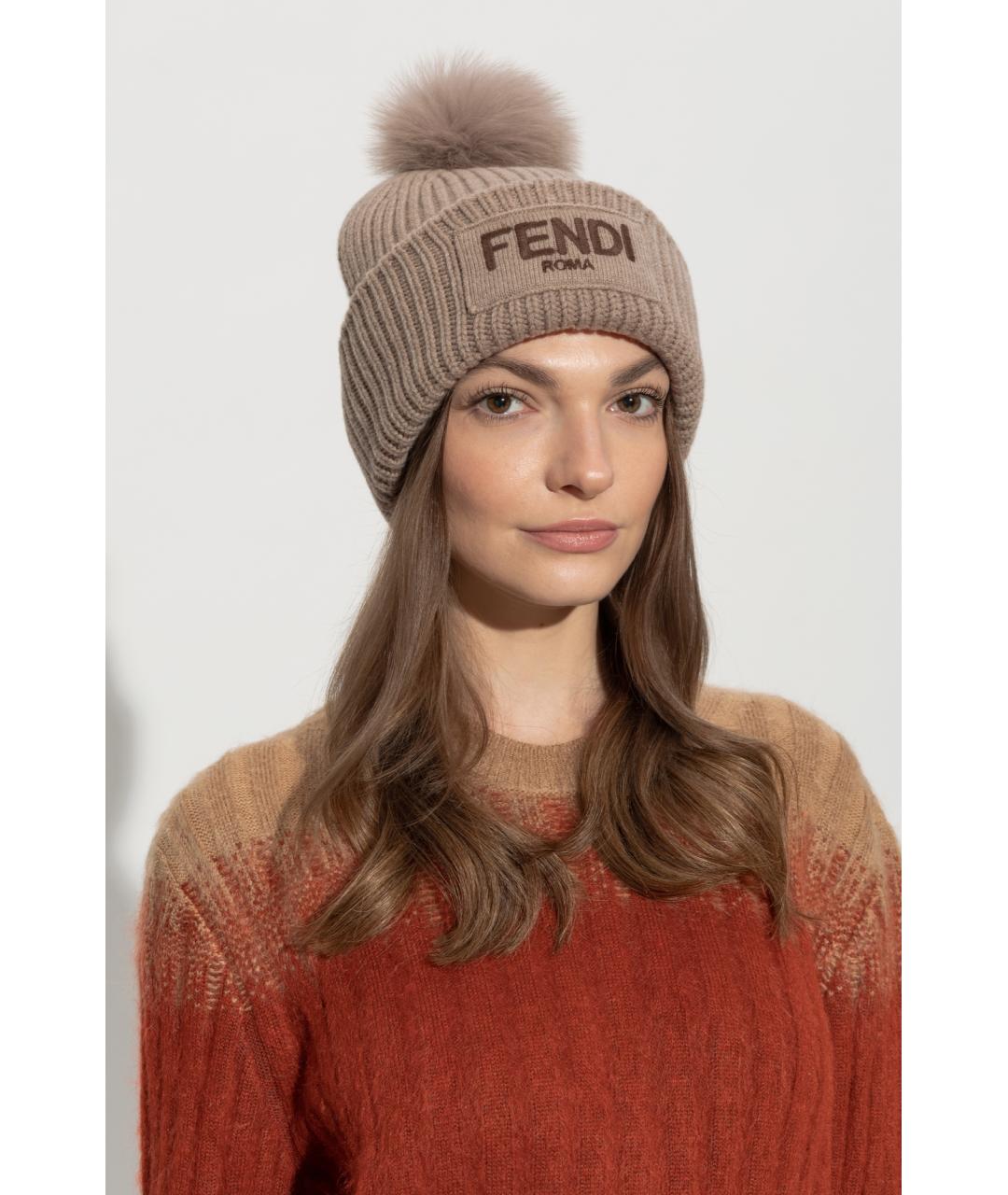 FENDI Серая шерстяная шапка, фото 2