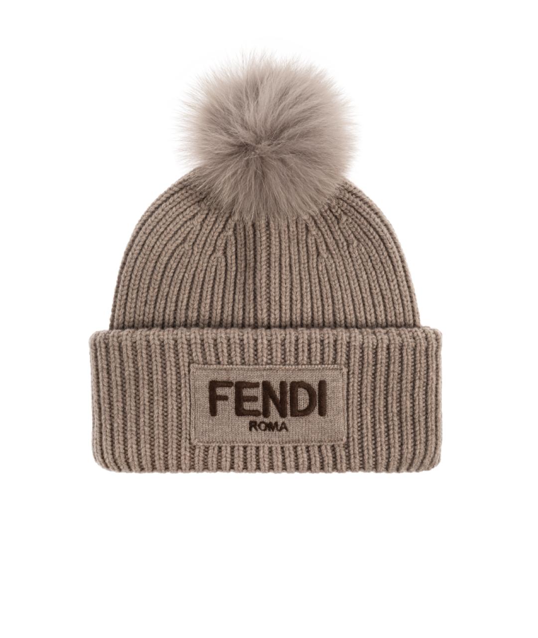 FENDI Серая шерстяная шапка, фото 1