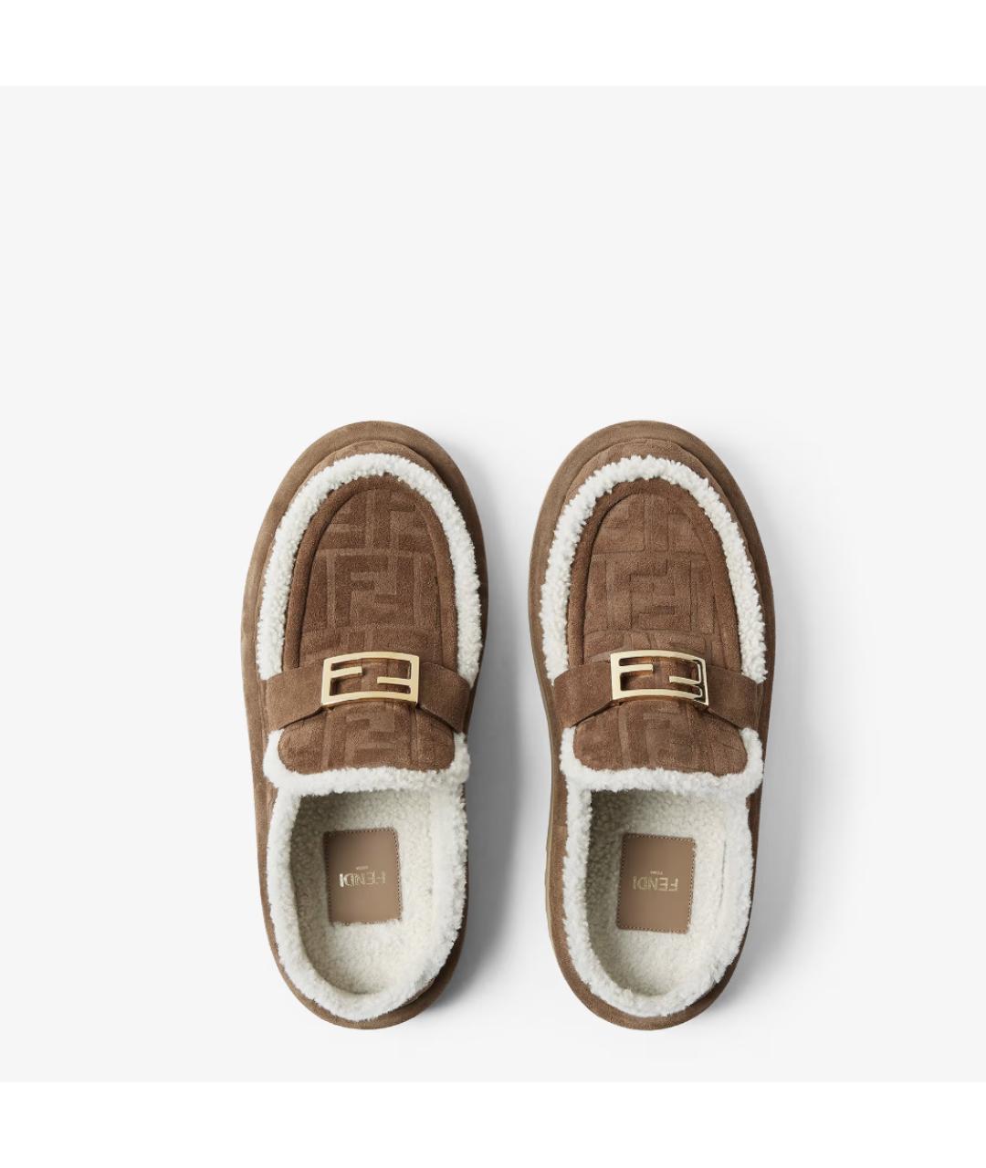 FENDI Коричневые замшевые сабо, фото 5