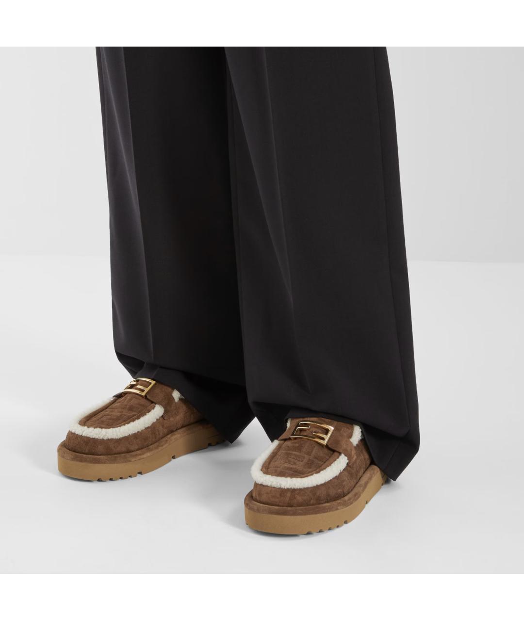 FENDI Коричневые замшевые сабо, фото 4