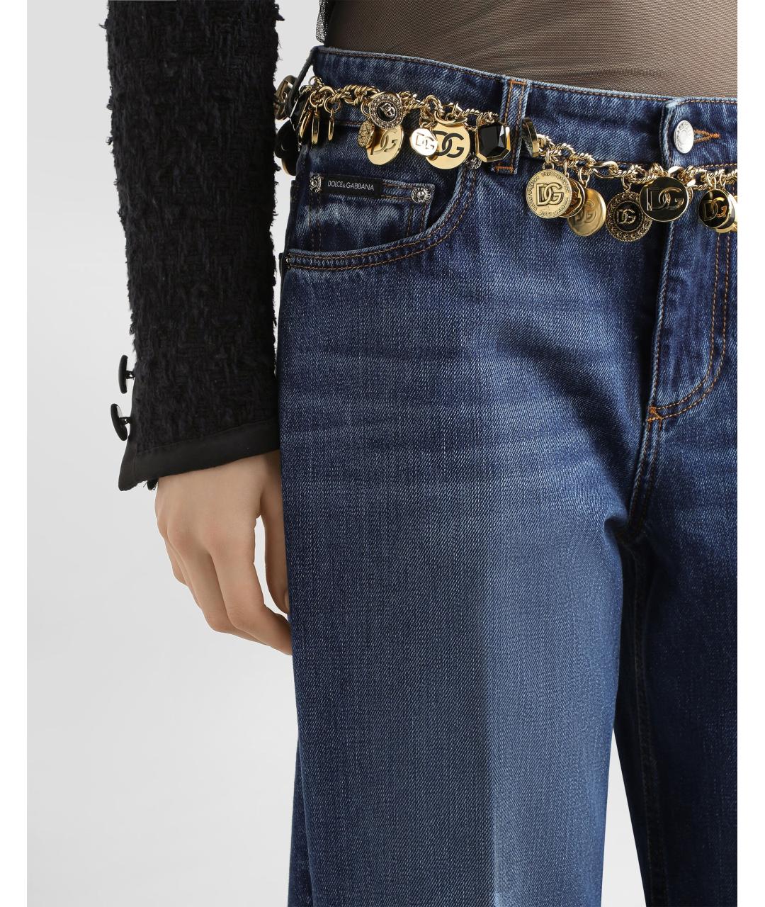 DOLCE&GABBANA Синие хлопковые прямые джинсы, фото 4