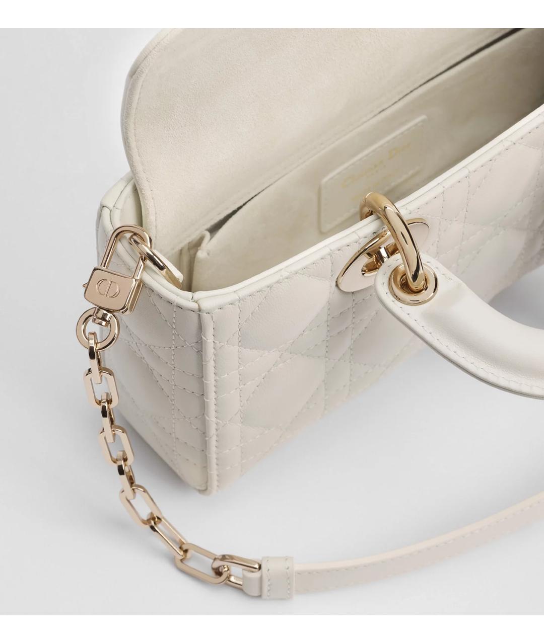 CHRISTIAN DIOR Белая кожаная сумка с короткими ручками, фото 5