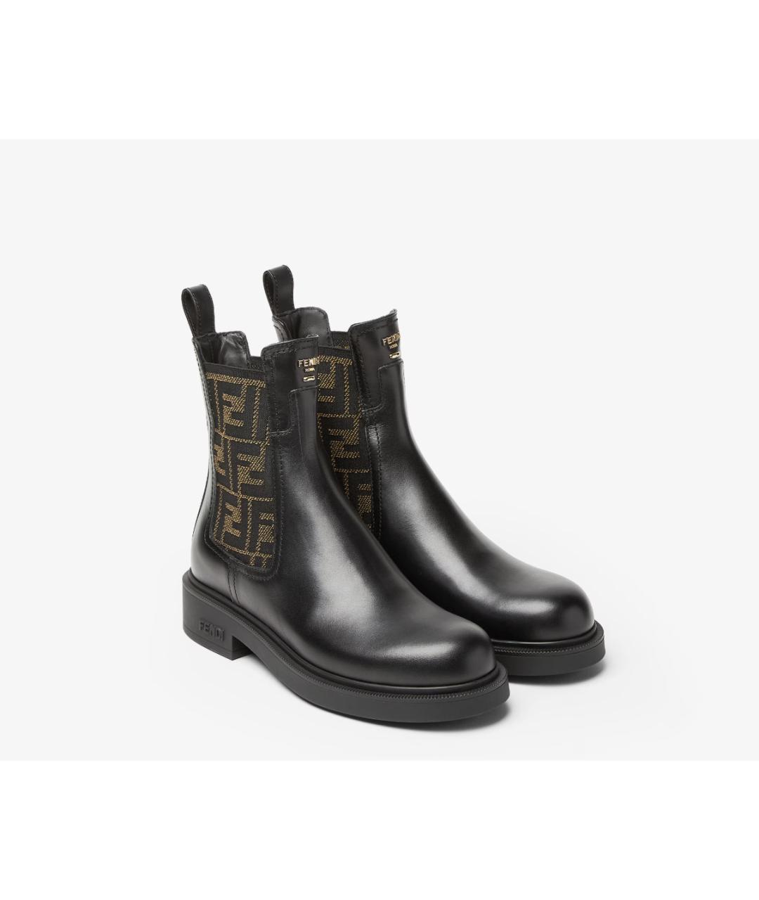 FENDI Черные кожаные ботинки, фото 3
