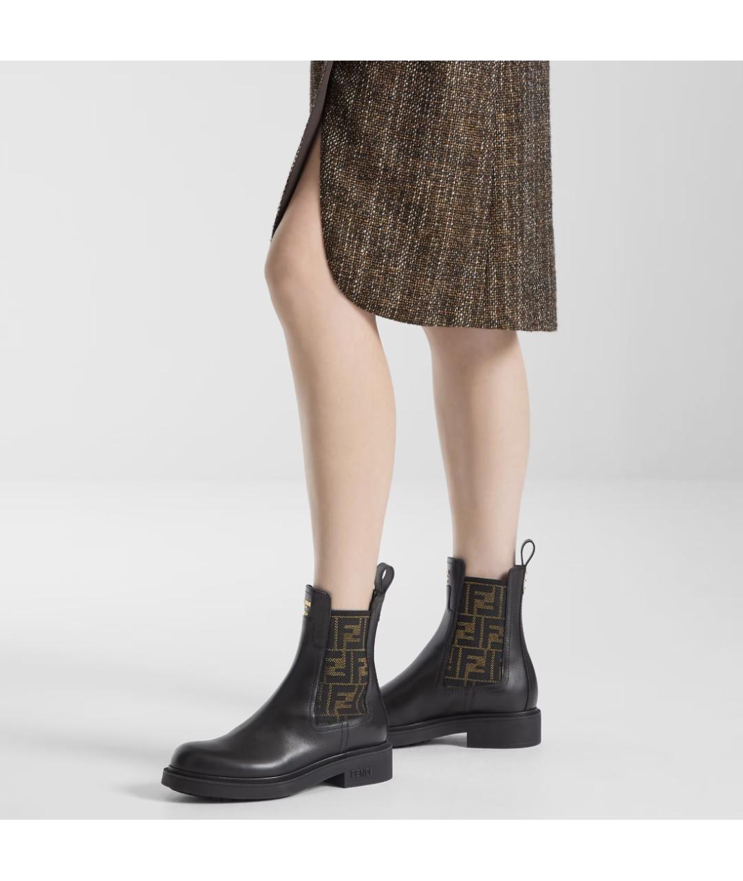 FENDI Черные кожаные ботинки, фото 5