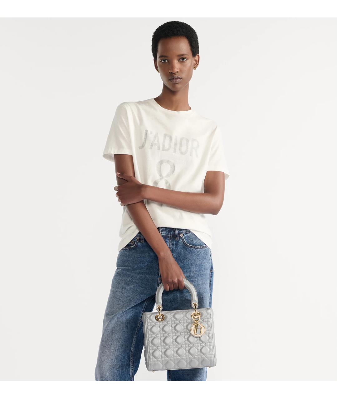 CHRISTIAN DIOR Серая кожаная сумка тоут, фото 2