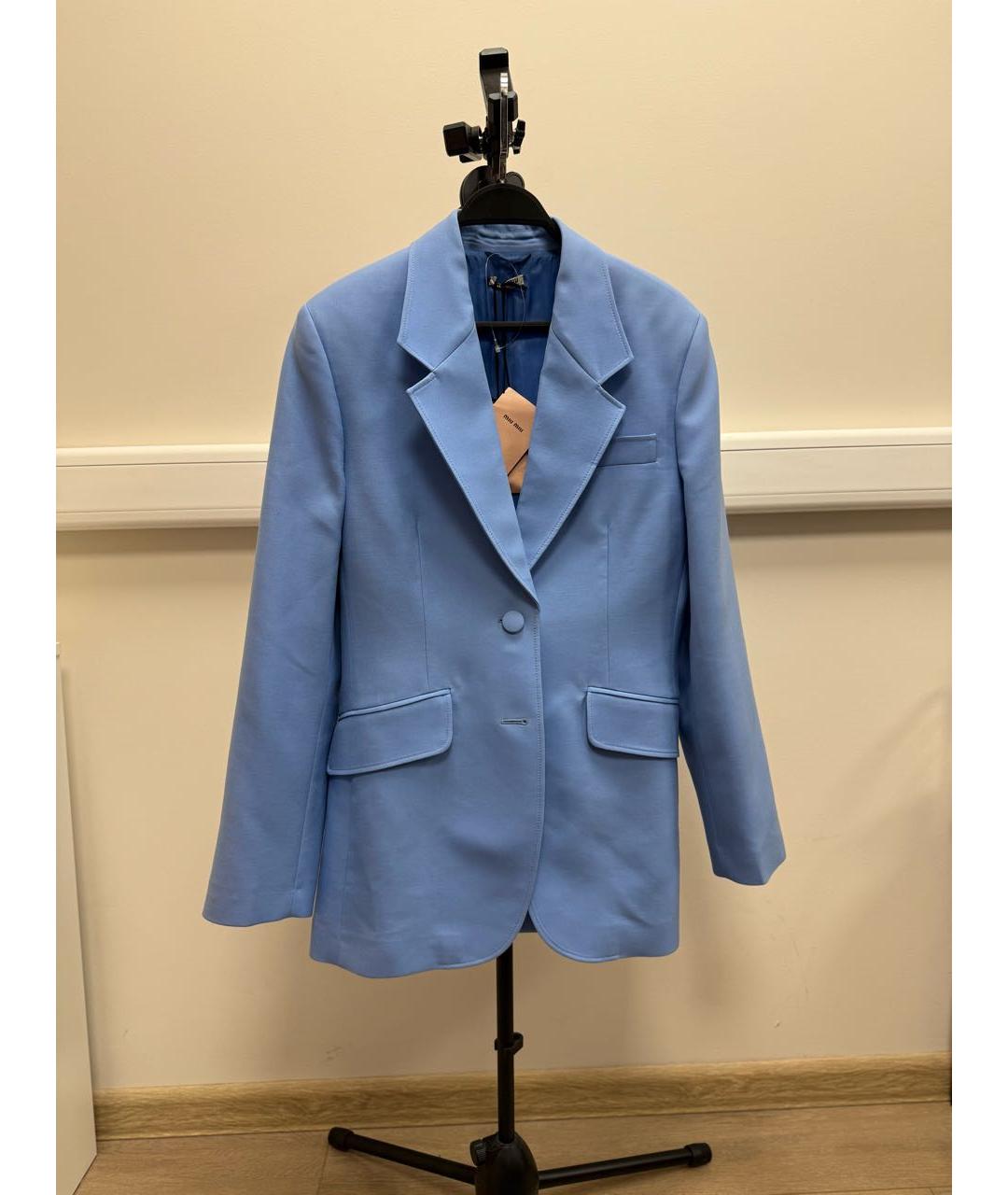 MIU MIU Голубой вискозный жакет/пиджак, фото 6