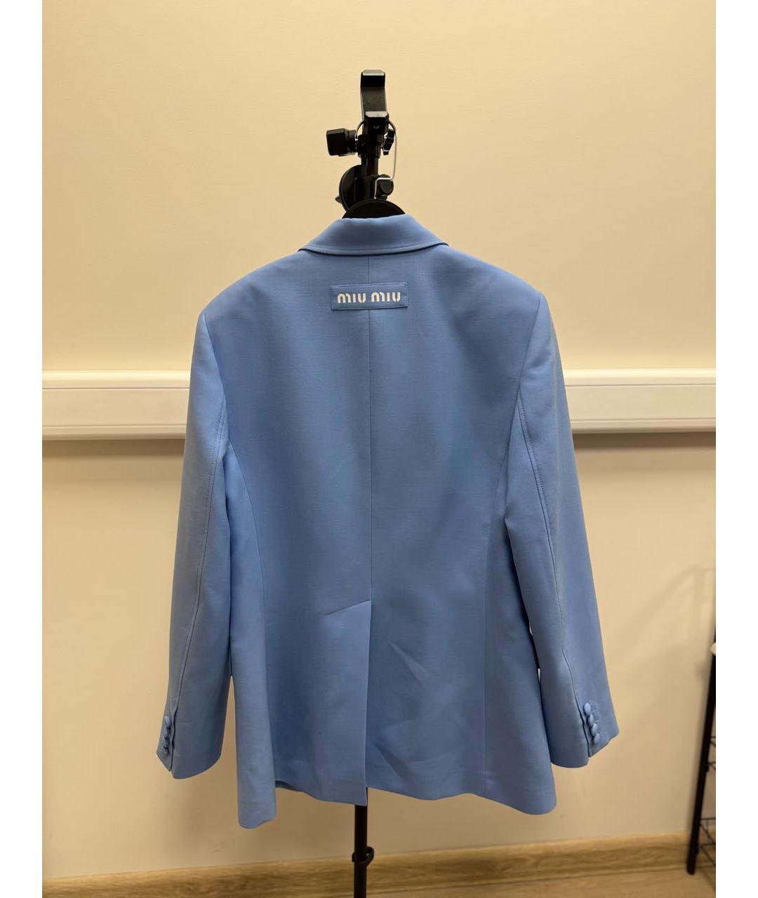 MIU MIU Голубой вискозный жакет/пиджак, фото 2