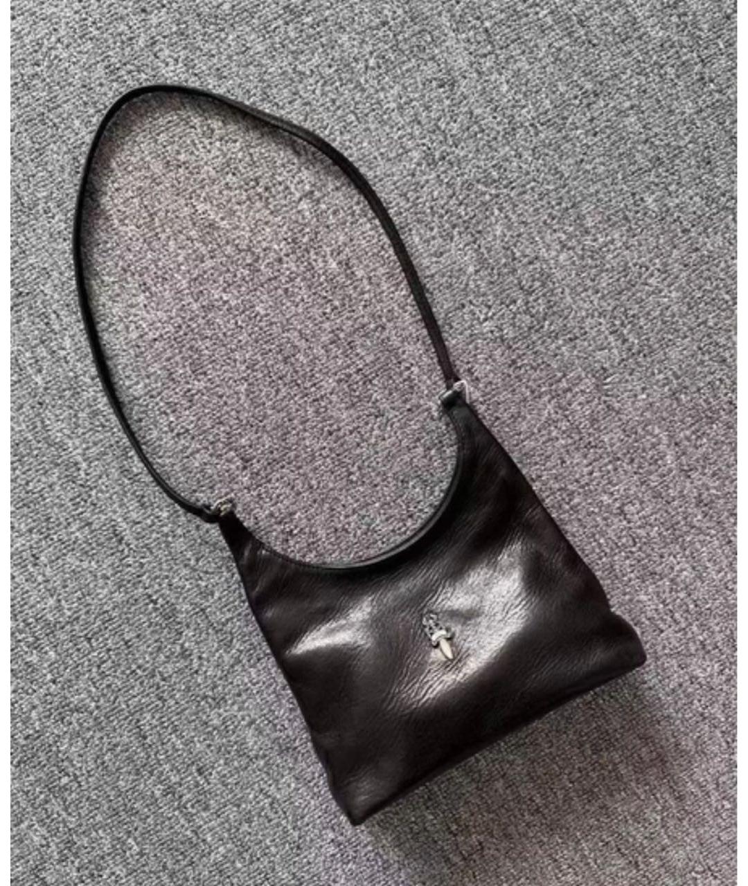 CHROME HEARTS Черная кожаная сумка через плечо, фото 3