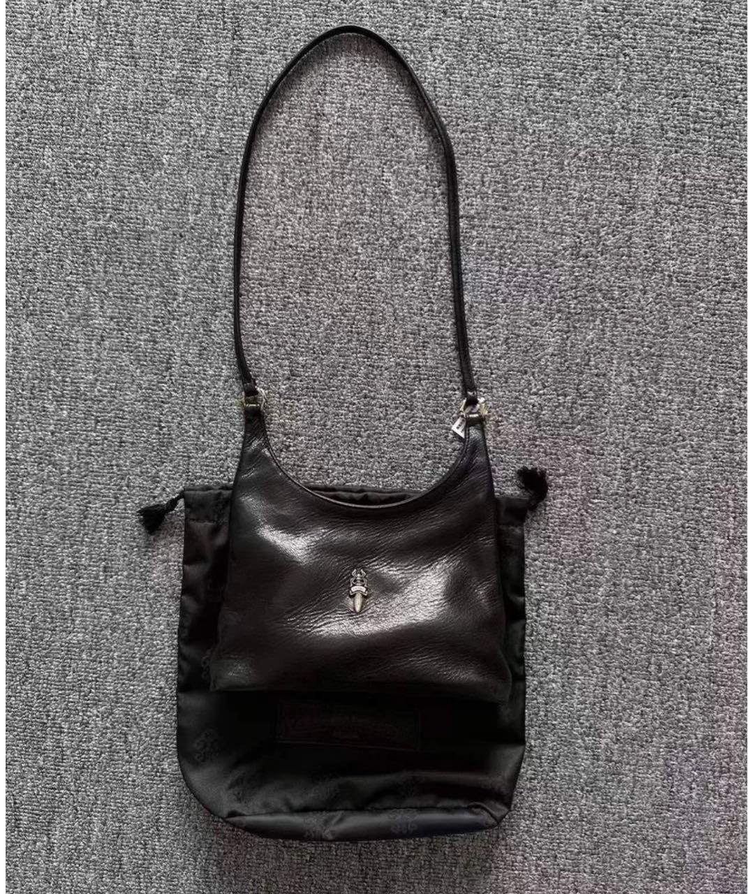 CHROME HEARTS Черная кожаная сумка через плечо, фото 5