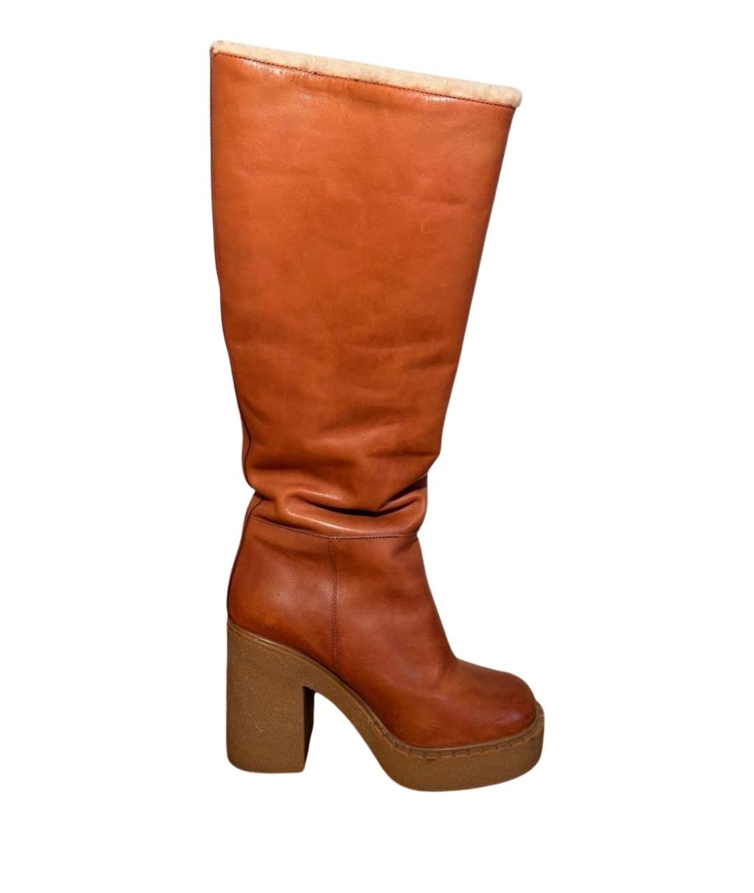 PRADA Коричневые кожаные сапоги, фото 1