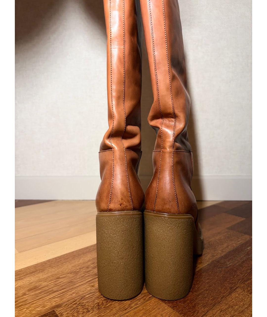 PRADA Коричневые кожаные сапоги, фото 4