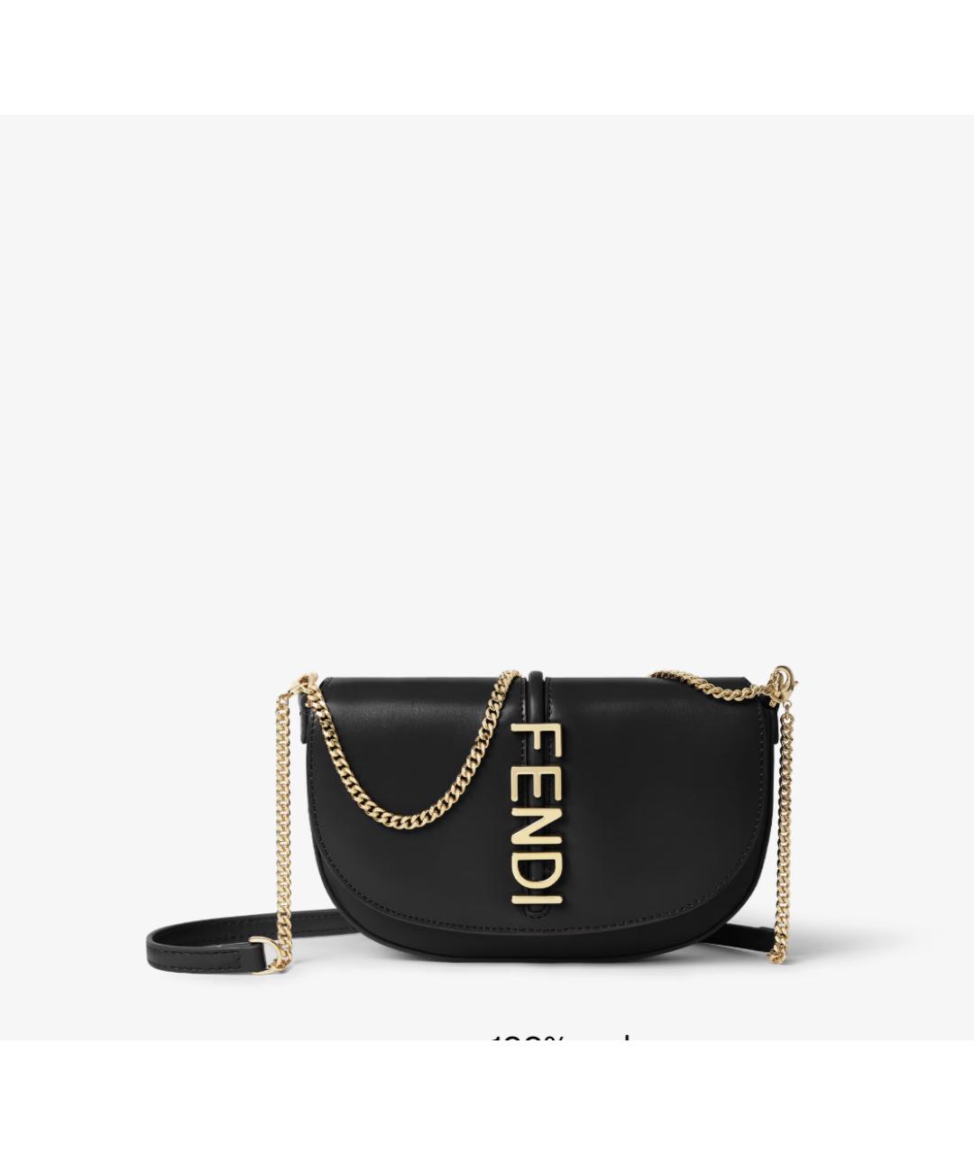 FENDI Черная кожаная сумка через плечо, фото 2