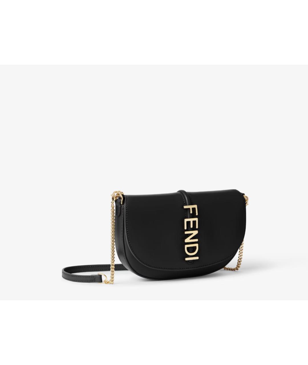 FENDI Черная кожаная сумка через плечо, фото 3