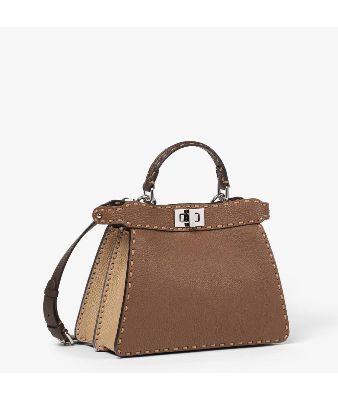 FENDI Коричневая сумка с короткими ручками, фото 4