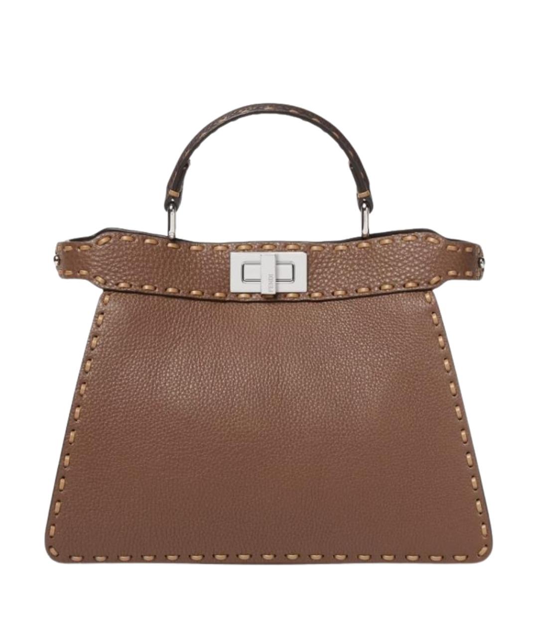 FENDI Коричневая сумка с короткими ручками, фото 1