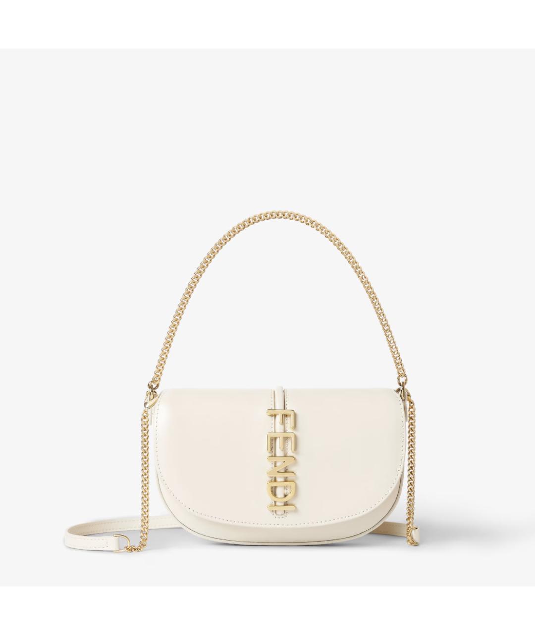 FENDI Белая кожаная сумка через плечо, фото 6