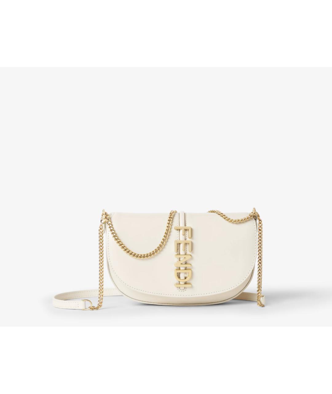 FENDI Белая кожаная сумка через плечо, фото 2