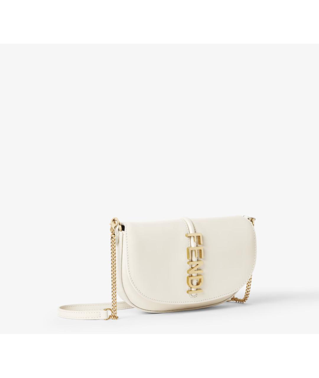 FENDI Белая кожаная сумка через плечо, фото 3