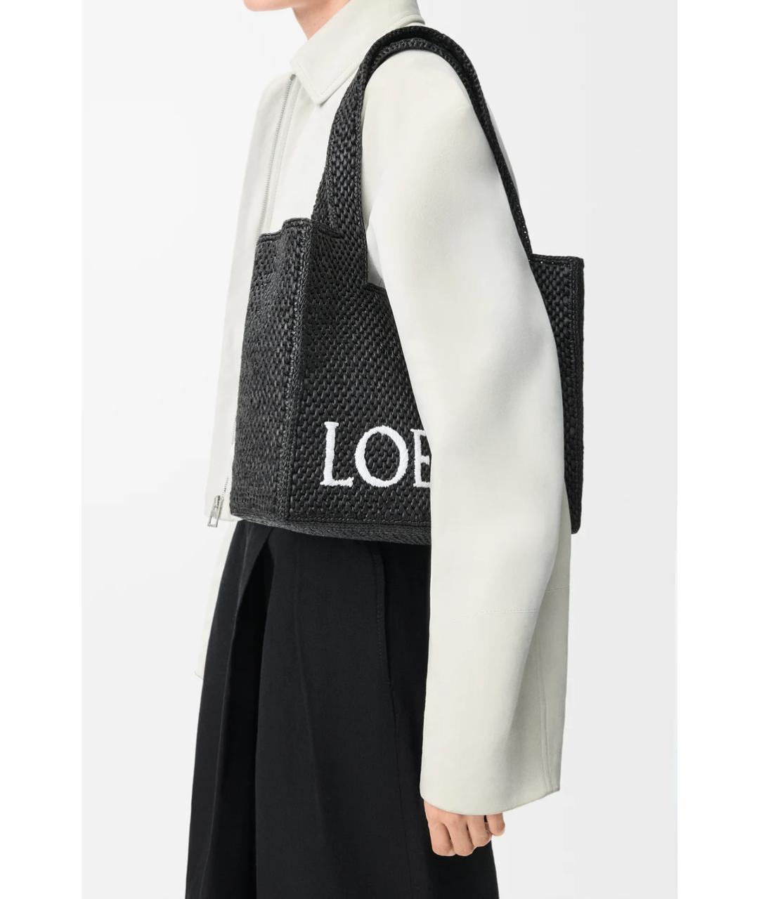 LOEWE Черная пелетеная сумка тоут, фото 2