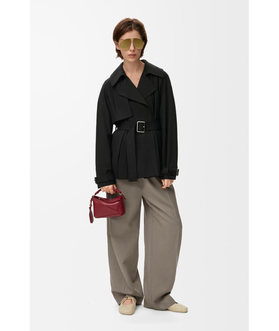 LOEWE Черный хлопковый тренч/плащ, фото 2