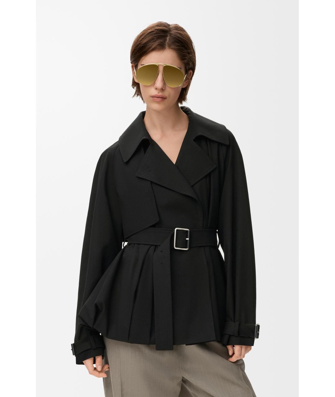 LOEWE Черный хлопковый тренч/плащ, фото 3