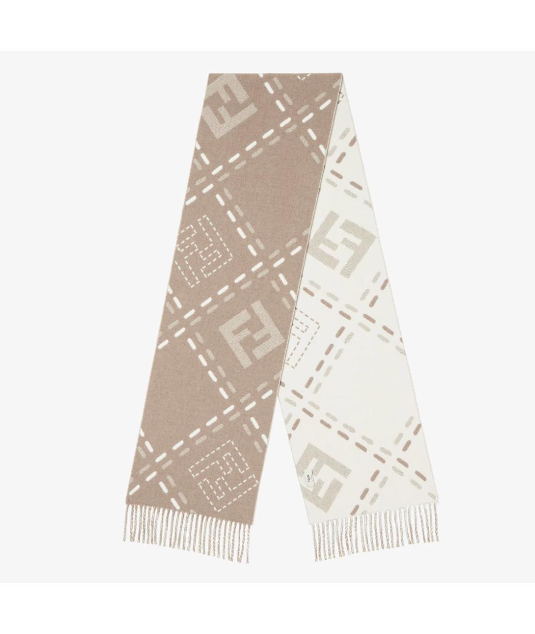 FENDI Серый шерстяной шарф, фото 4