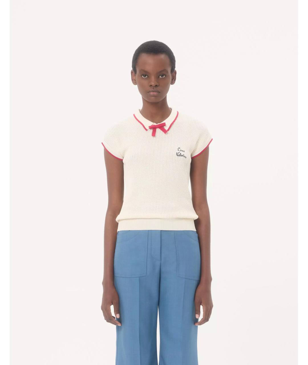 VALENTINO Белый хлопковый джемпер / свитер, фото 4