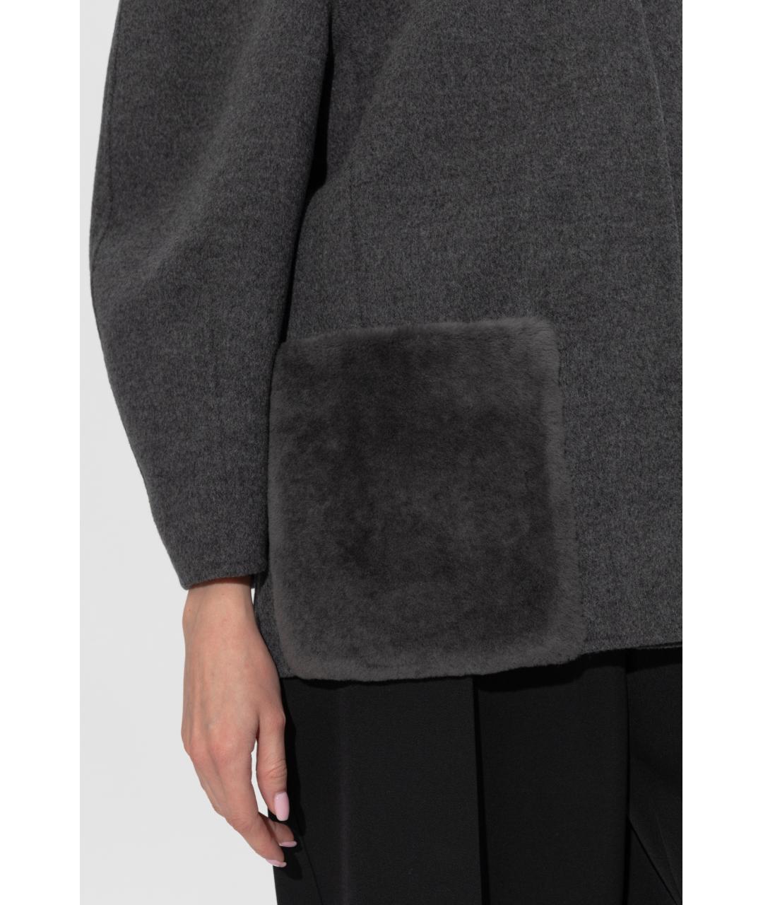 FENDI Серое шерстяное пальто, фото 5