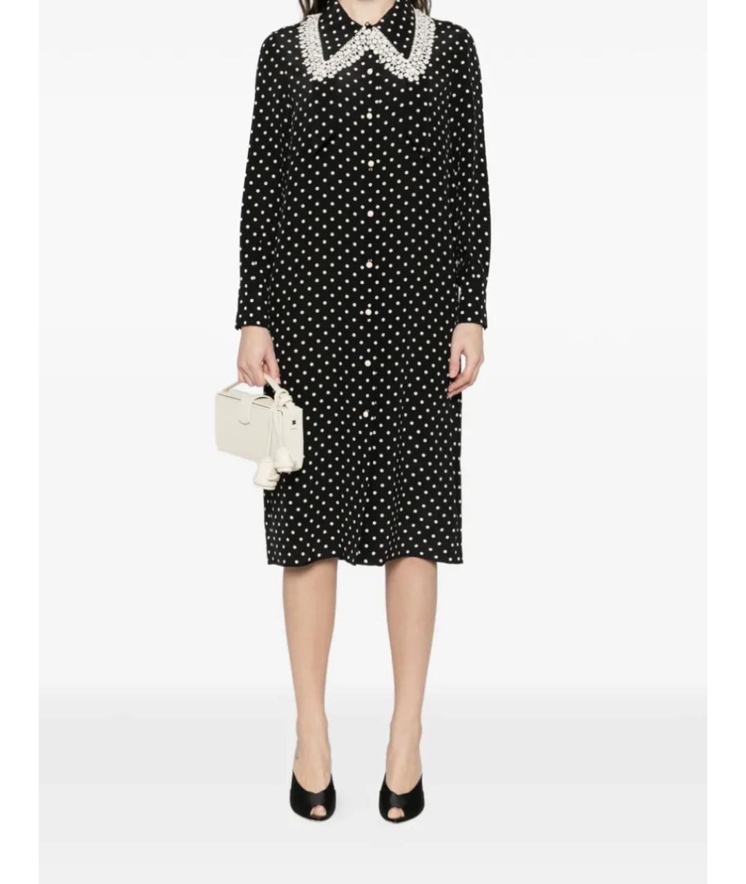 VALENTINO Черное шелковое повседневное платье, фото 2