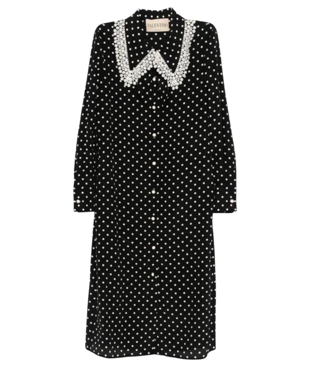 VALENTINO Черное шелковое повседневное платье, фото 1