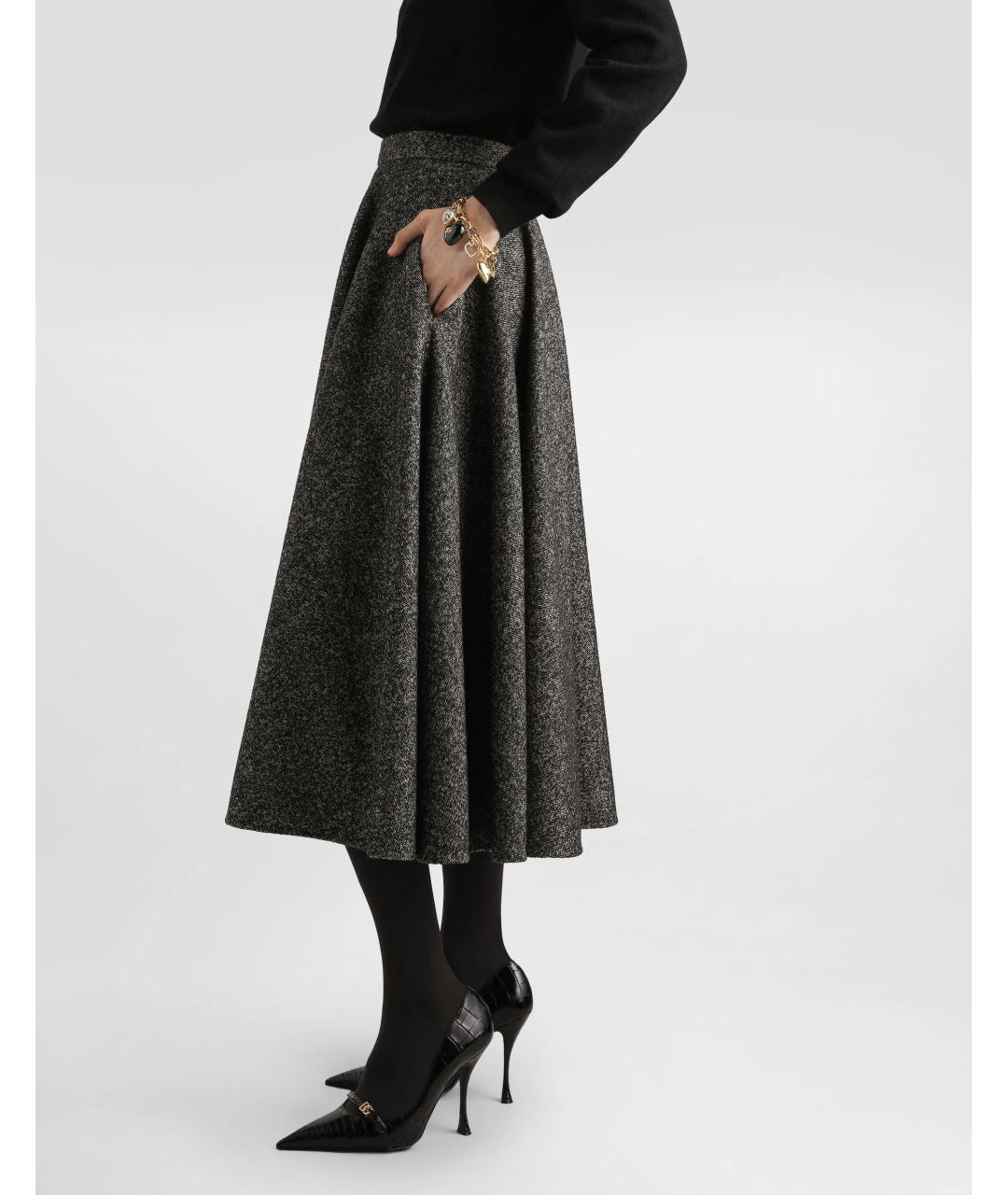 DOLCE&GABBANA Мульти шерстяная юбка миди, фото 4