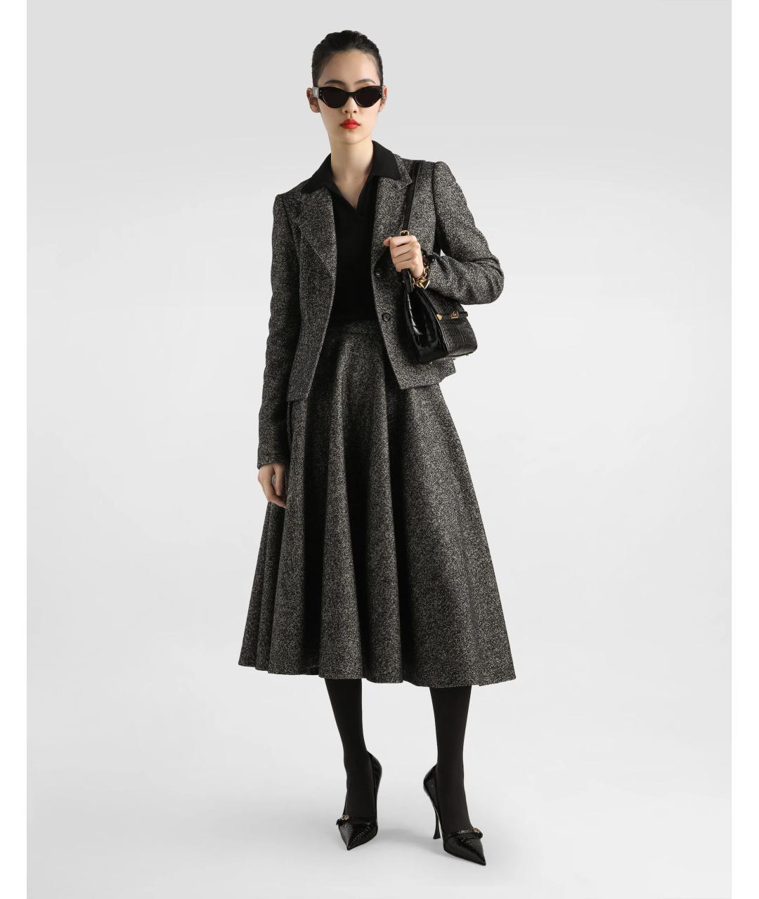 DOLCE&GABBANA Мульти шерстяная юбка миди, фото 2