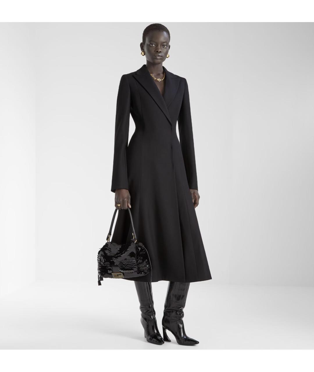 FENDI Черное шерстяное пальто, фото 4