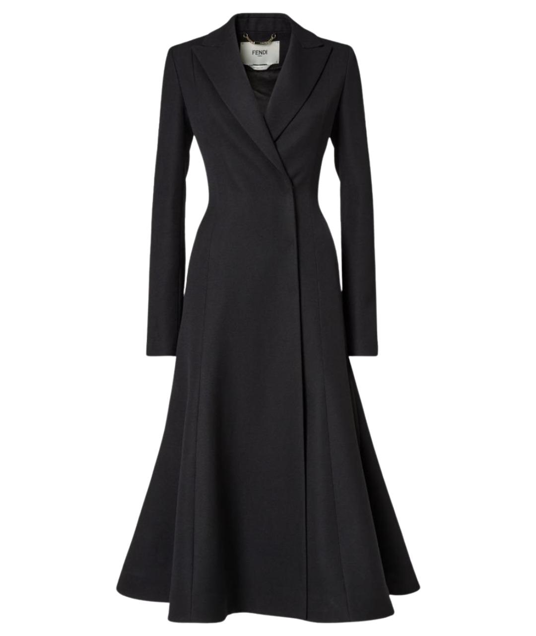 FENDI Черное шерстяное пальто, фото 1