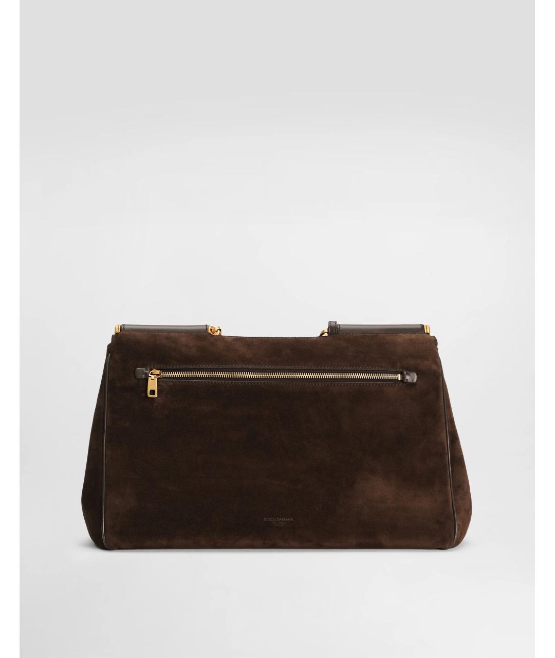DOLCE&GABBANA Коричневая замшевая сумка с короткими ручками, фото 3
