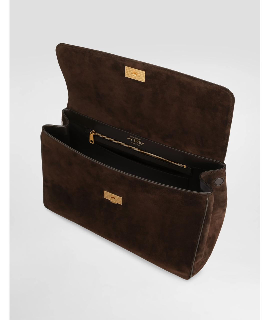 DOLCE&GABBANA Коричневая замшевая сумка с короткими ручками, фото 4