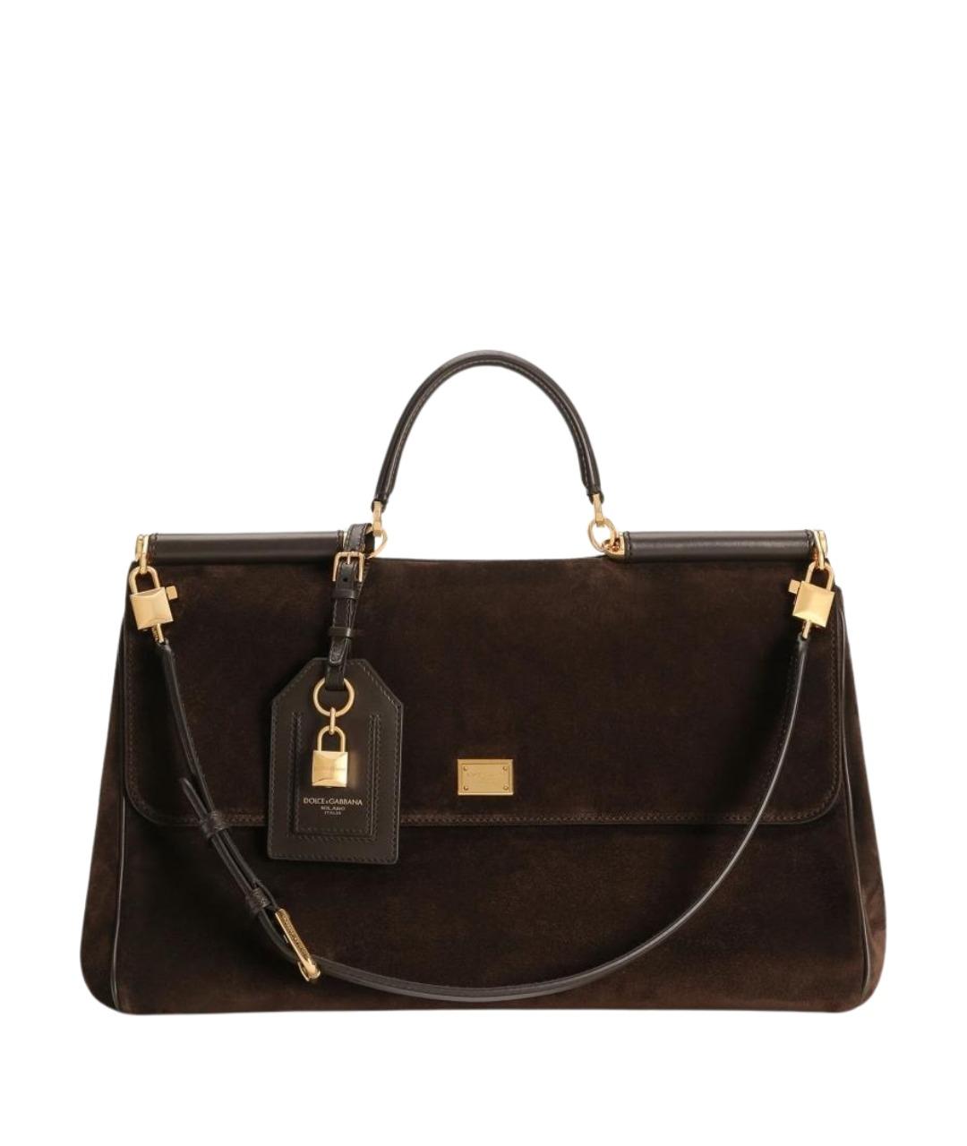 DOLCE&GABBANA Коричневая замшевая сумка с короткими ручками, фото 1