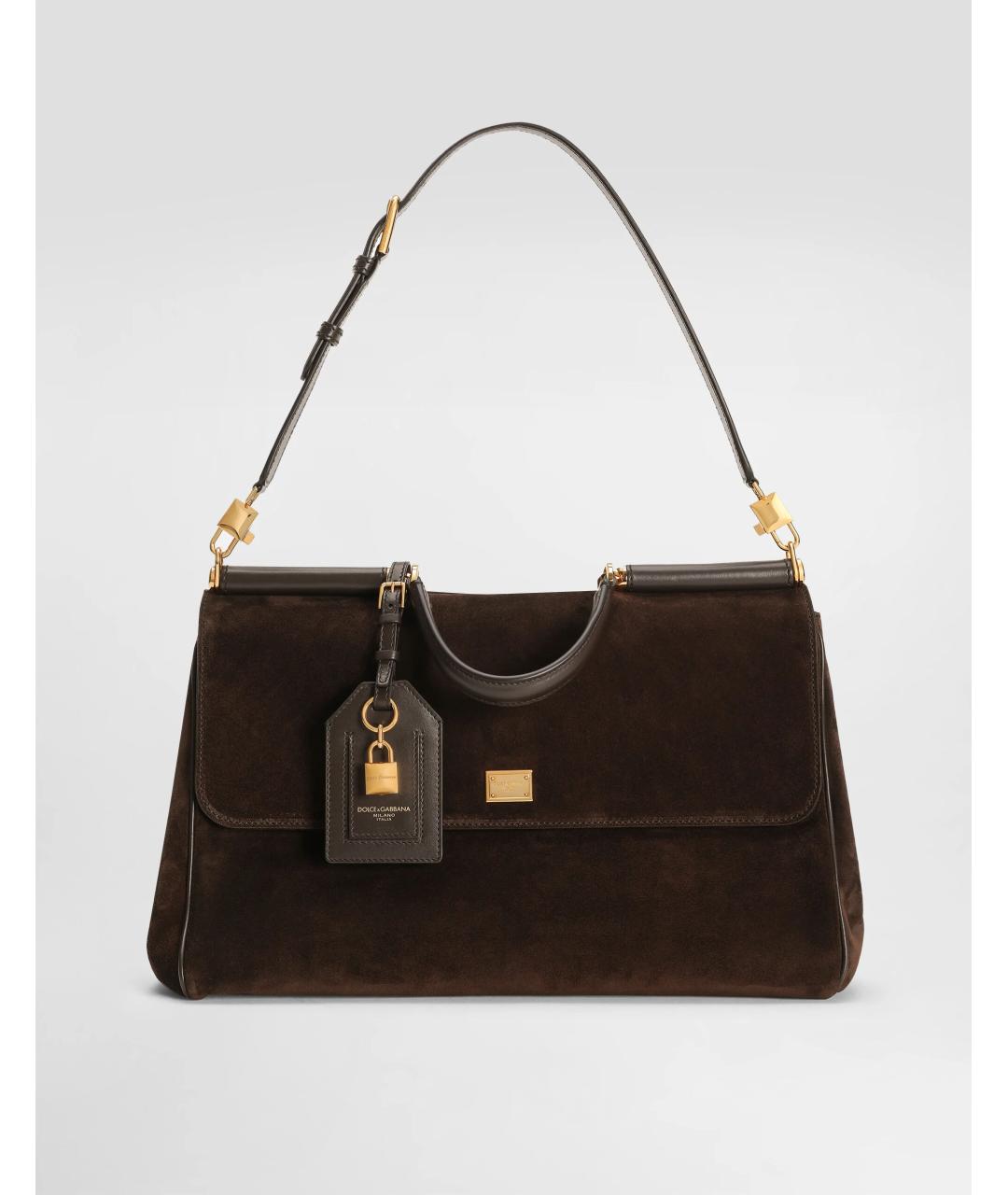 DOLCE&GABBANA Коричневая замшевая сумка с короткими ручками, фото 2