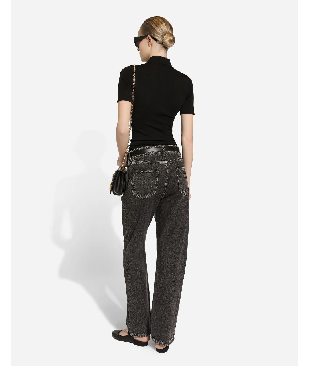 DOLCE&GABBANA Черные хлопковые прямые джинсы, фото 3