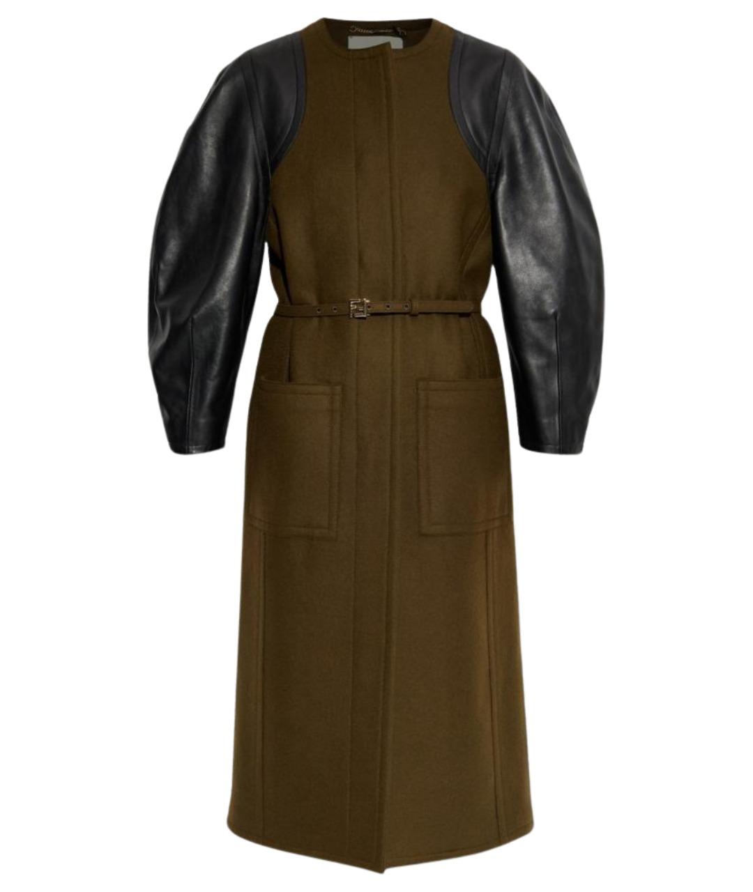 FENDI Зеленые шерстяное пальто, фото 1