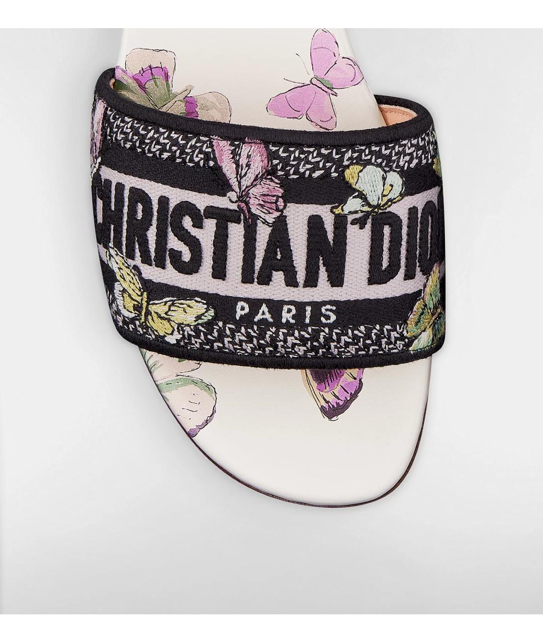 CHRISTIAN DIOR Белые текстильные шлепанцы, фото 4